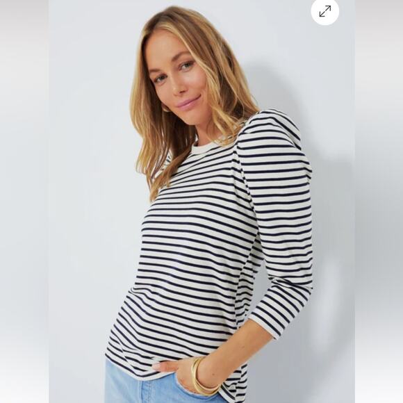 Tuckernuck pomander place vesty striped long sleeve puff shoulder top preppy XS - Picture 1 of 9